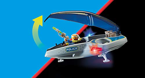 PLAYMOBIL Galaxy Police 70018 Policía Galáctica Planeador, con Efectos de Luz, A Partir de 5 Años