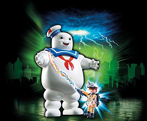 PLAYMOBIL Ghostbusters Muñeco Marshmallow, a Partir de 6 Años (9221) + Ghostbusters Slimer con Stand de Hot Dog, A Partir de 6 Años (9222)