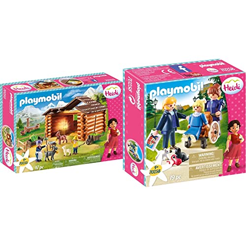 PLAYMOBIL Heidi Establo de Cabras de Pedro, A Partir de 4 años (70255) + Clara, Padre y Srta Rottenmeier Heidi Set Juguetes, Multicolor (70258)