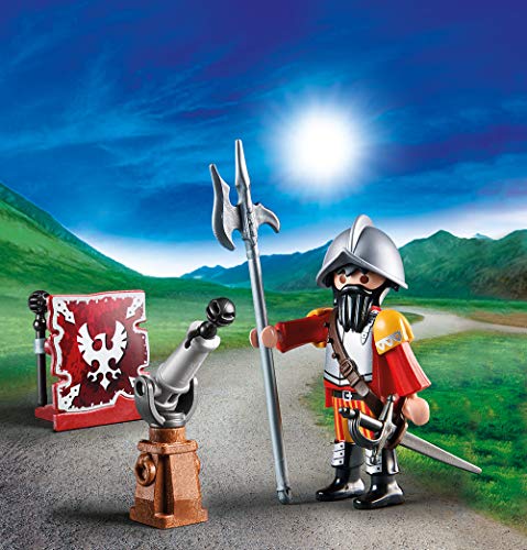 PLAYMOBIL- Ostereier Huevo Caballero+cañón, Color carbón (70086)