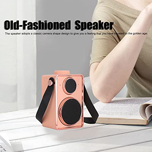 Plyisty Altavoces inalámbricos portátiles con Bluetooth, Mini Altavoz Bluetooth Retro Vintage, con asa, fácil de Transportar, Estilo de cámara clásico Pasado de Moda(Rosado)