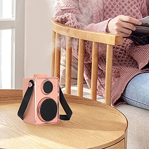 Plyisty Altavoces inalámbricos portátiles con Bluetooth, Mini Altavoz Bluetooth Retro Vintage, con asa, fácil de Transportar, Estilo de cámara clásico Pasado de Moda(Rosado)