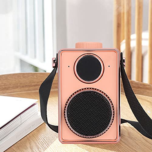 Plyisty Altavoces inalámbricos portátiles con Bluetooth, Mini Altavoz Bluetooth Retro Vintage, con asa, fácil de Transportar, Estilo de cámara clásico Pasado de Moda(Rosado)