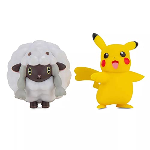 Pokemon Figura de Batalla, 2 Unidades, Pikachu y Wooloo Femenino, 5 cm, más Reciente Wave 2021, con Licencia Oficial