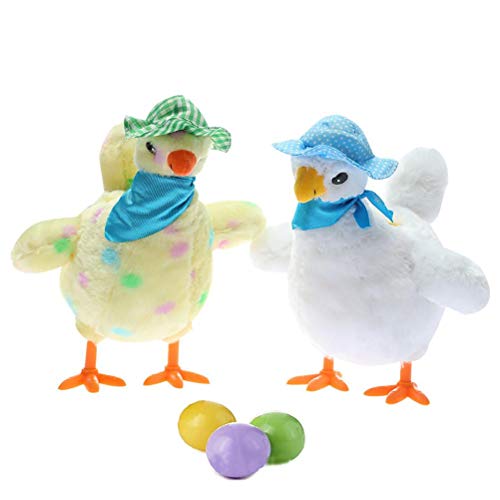 Pollo para poner huevos con música, huevos para poner huevos de gallina, juguete de peluche para poner huevos, juguete para poner huevos con 3 huevos para poner huevos, huevos de gallina, 25 cm