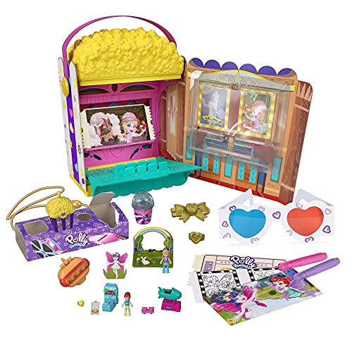 Polly Pocket Cofre con forma de cubo de palomitas, incluye 20 sorpresas, juguete para regalo +4 años (Mattel GVC96)