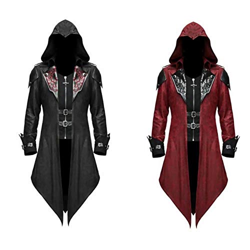 Polyer Chaqueta de FRAC gótica para Hombre, Disfraz de Cosplay Steampunk Negro, Chaqueta Larga, Capa, Capa, Disfraces de Halloween