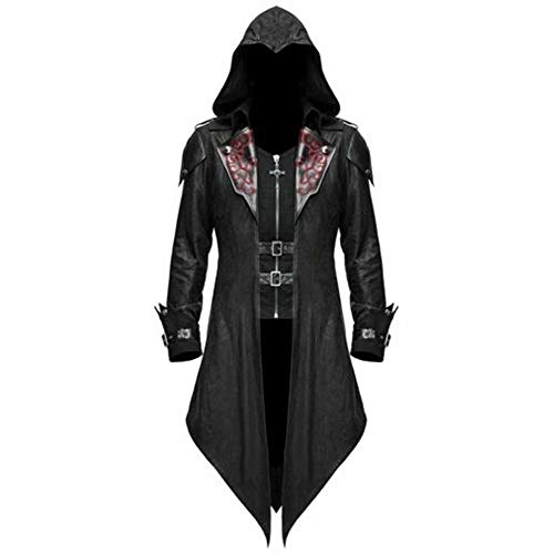 Polyer Chaqueta de FRAC gótica para Hombre, Disfraz de Cosplay Steampunk Negro, Chaqueta Larga, Capa, Capa, Disfraces de Halloween