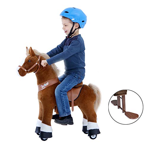 PonyCycle Oficial Clásico U Serie Caballo de Peluche Cabalgable Caballo Marrón para Edades de 3 a 5 Talla Pequeña U324