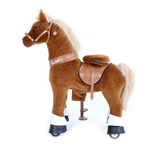 PonyCycle Oficial Clásico U Serie Caballo de Peluche Cabalgable Caballo Marrón para Edades de 3 a 5 Talla Pequeña U324