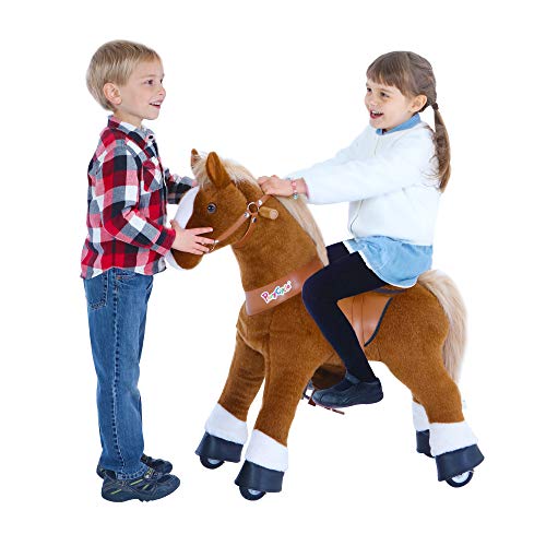 PonyCycle Oficial Clásico U Serie Caballo de Peluche Cabalgable Caballo Marrón para Edades de 3 a 5 Talla Pequeña U324