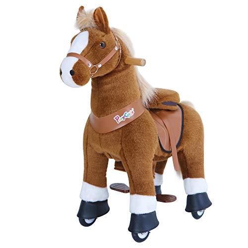 PonyCycle Oficial Clásico U Serie Caballo de Peluche Cabalgable Caballo Marrón para Edades de 3 a 5 Talla Pequeña U324