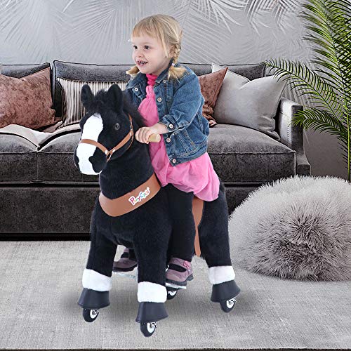 PonyCycle Oficial Clásico U Serie Caballo de Peluche Cabalgable Caballo Negro para Edades de 3 a 5 Talla Pequeña U326