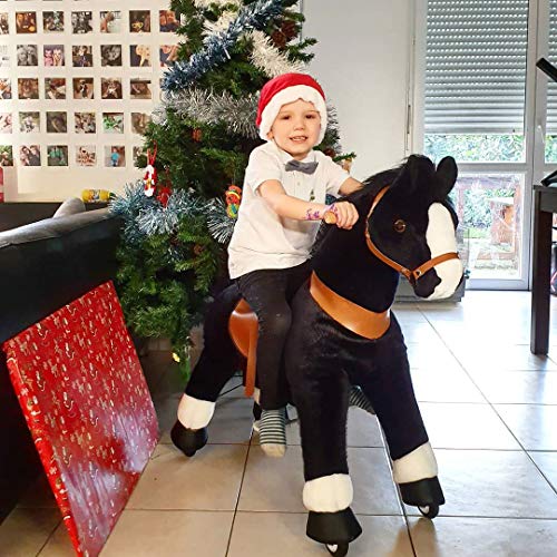 PonyCycle Oficial Clásico U Serie Caballo de Peluche Cabalgable Caballo Negro para Edades de 4 a 9 Talla Mediana U426