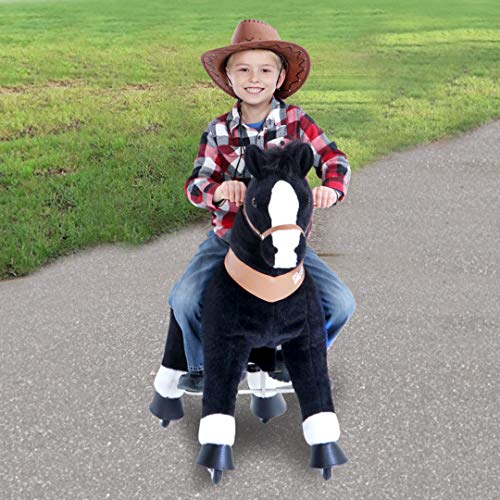 PonyCycle Oficial Clásico U Serie Caballo de Peluche Cabalgable Caballo Negro para Edades de 4 a 9 Talla Mediana U426