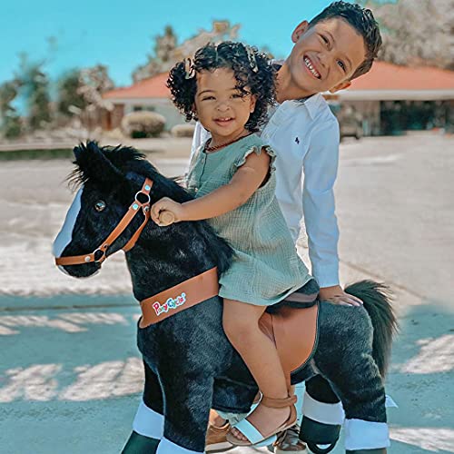 PonyCycle Oficial Clásico U Serie Caballo de Peluche Cabalgable Caballo Negro para Edades de 4 a 9 Talla Mediana U426