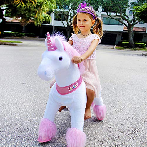 PonyCycle Oficial Clásico U Serie Unicornio de Peluche Cabalgable Unicornio Rosa para Edades de 4 a 9 Talla Mediana U402