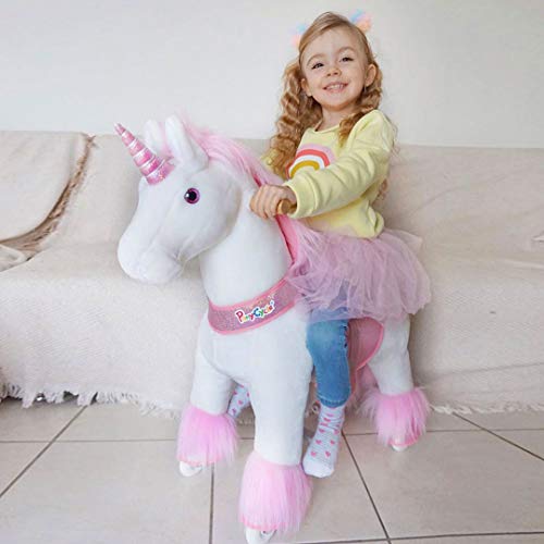 PonyCycle Oficial Clásico U Serie Unicornio de Peluche Cabalgable Unicornio Rosa para Edades de 4 a 9 Talla Mediana U402