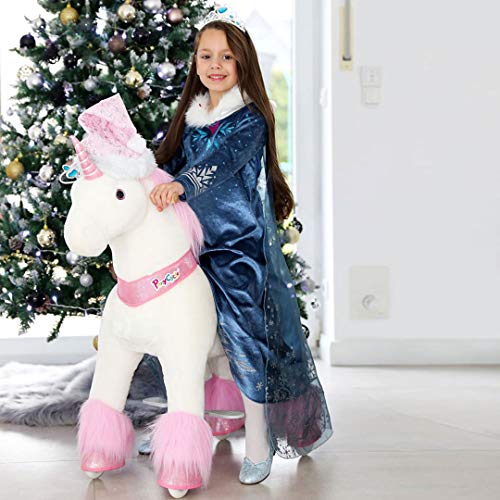 PonyCycle Oficial Clásico U Serie Unicornio de Peluche Cabalgable Unicornio Rosa para Edades de 4 a 9 Talla Mediana U402