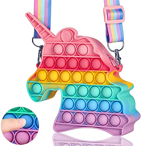 Pop Bolso It, Simple Fidget Toy Pop Its Bolso para, Aliviar el estrés Sensorial Juguete Niños Bolsos De Moda Creativos Juguetes, Los mejores regalos para cumpleaños y fiestas de Navidad(unicornio)