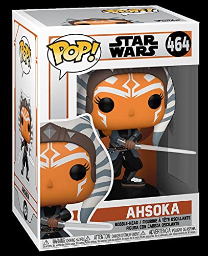 POP Figura de vinilo de Star Wars: The Mandalorian Ahsoka Tano con sables de luz Funko Pop! (relleno con funda protectora compatible con caja de pop)