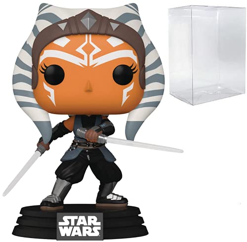 POP Figura de vinilo de Star Wars: The Mandalorian Ahsoka Tano con sables de luz Funko Pop! (relleno con funda protectora compatible con caja de pop)