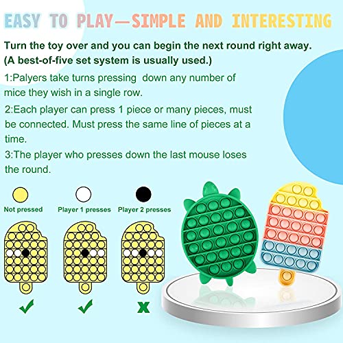 Pop It Bubble Fidget Set 2 Pack - Stress Anxiety Relief Toys - Turtle and Ice Cream Pop Its Toys for All Ages.Popper Fidget ADHD Autism for Special Needs [Newest Design—Attractive and Professional]