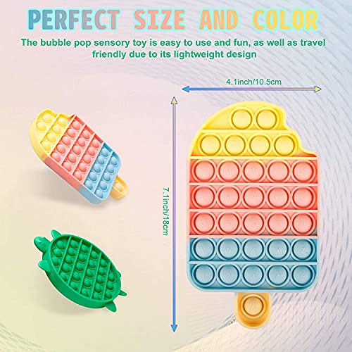 Pop It Bubble Fidget Set 2 Pack - Stress Anxiety Relief Toys - Turtle and Ice Cream Pop Its Toys for All Ages.Popper Fidget ADHD Autism for Special Needs [Newest Design—Attractive and Professional]