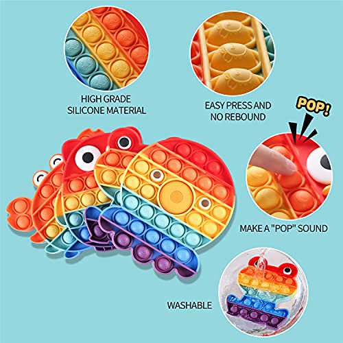 Popit Fidget Toys Baratos Pack Push Pop Bubble Pop It Fidget Toys Juguetes sensorial Antiestrés Educativo Juguete Silicona de Dedo para Niños Adultos（Set de 4 Arcoiris búho, Rana, Cangrejo, Pulpo）