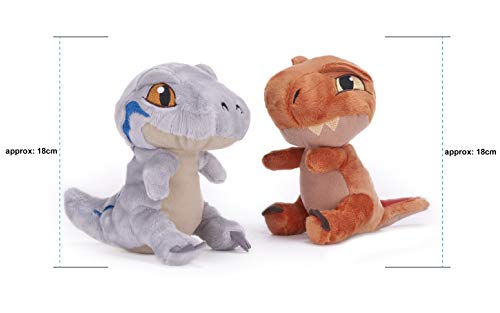 Posh Paws- Jurassic World Camp Cretaceous - Dinosaurio T-Rex y Velociraptor Azul (18 cm) (49001)