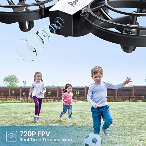 Potensic P7 Mini Drone para niños, Mini Drone con cámara 720P, Modo Batalla súper diseño, Dron WiFi FPV Control Remoto, Control de Gestos, Modo Órbita, Quadcopter Helicóptero con Headless Modo-Blanco