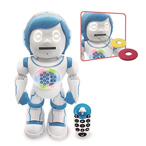 Powerman Kid-Robot Educativo bilingüe hablante francés e inglés con Mando a Distancia Joystick-Juguete programable, Danza, Juego de la música, Historias 450+ Quiz, Lanza de los Discos 4+-ROB90FR