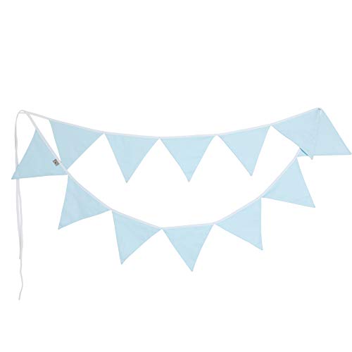 PREMYO Banderines de Tela Infantiles - Guirnaldas Decoración Habitación Bebé Niño - Triángulos Pastel Azul