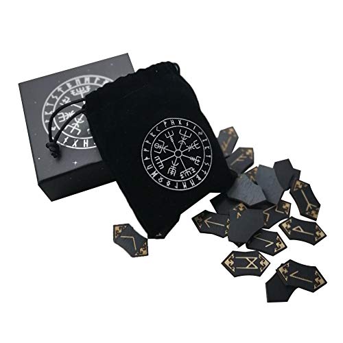 presentimer Juego de Tarjetas Rune Stones - Runa de Grabado en Madera nórdica Hecha a Mano con Bolsa de Almacenamiento