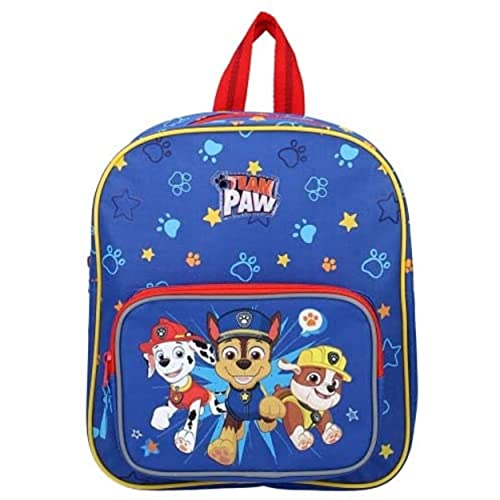 PRET Mochila infantil de la Patrulla Canina para guardería, 28 x 25 x 13 cm + estuche (azul)