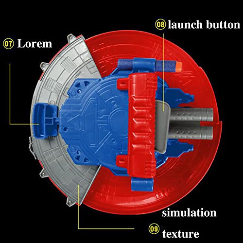 PRETAY Marvel'S Avengers, Escudo del Capitán América el Juguete de Bomba Suave Lanzador con 10 Bombas Suaves Adecuadas, para Lanzadores de Cosplay para Niños