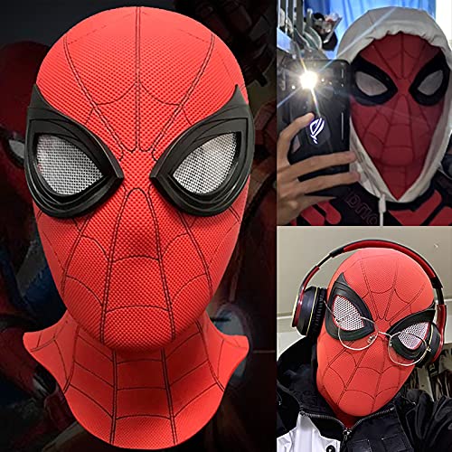 PRETAY Peter Parker Spider-Man Máscara Arnés Marvel Avengers Lycra Máscara Facial Completa Película de Halloween Cosplay Accesorios de Vestuario Accesorios (Color : Red, Size : L(54~62cm))