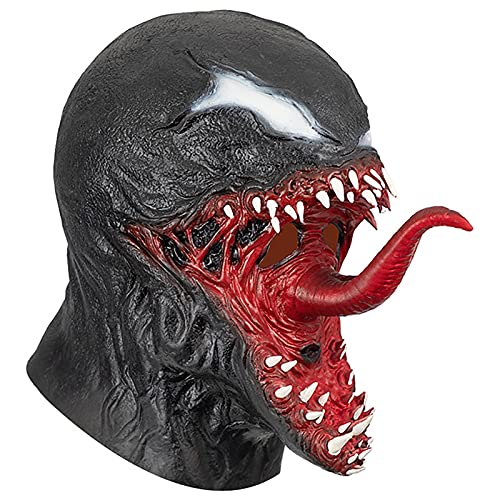 PRETAY Venom Marvel Máscara de Venom,Máscara de Halloween, Spiderman - Máscara Venom,Cosplay Disfraz de Halloween Props Accesorios de Disfraces (Color : Black, Size : L(58~60CM))