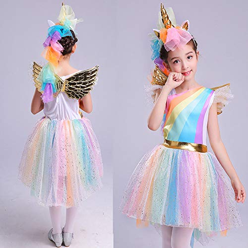 Pretty Princess Disfraz de Unicornio Vestido Princesa para Fiesta Carnaval de Niña 3-4 años (104 cm)