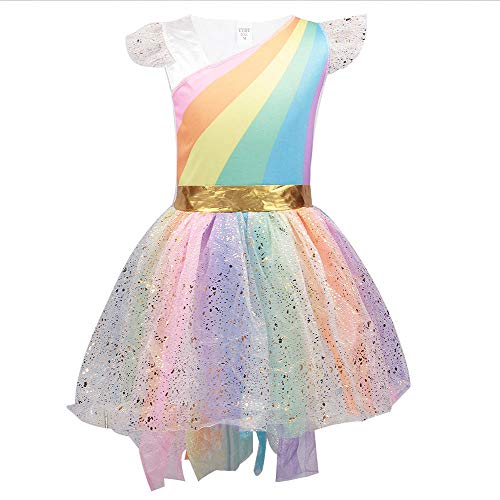 Pretty Princess Disfraz de Unicornio Vestido Princesa para Fiesta Carnaval de Niña 3-4 años (104 cm)