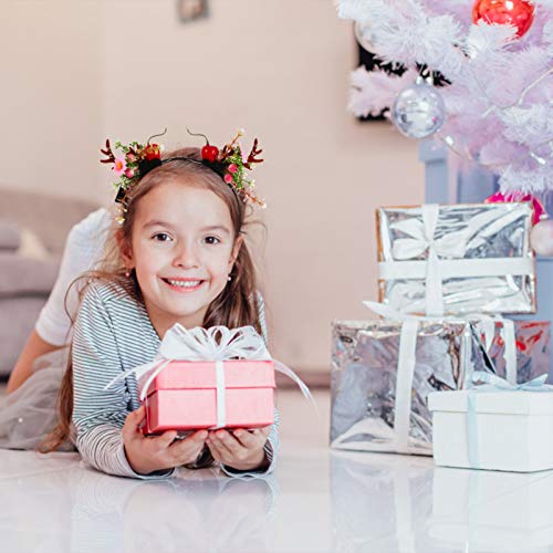 PRETYZOOM Diadema de Reno Cornamentas para Navidad Ciervos Diademas Luz Asta hasta Perro Wome-1Pc Asta Bayas Pelo Aro Navidad Flor Diadema con Luz Colorida