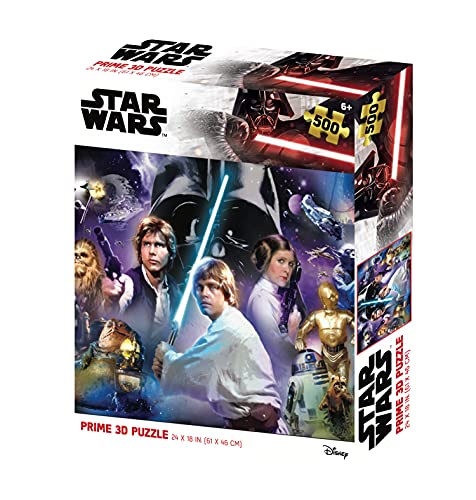 Prime 3D-RD-RS263108 Puzzle lenticular Star Wars Personajes 500 Piezas, Multicolor, único