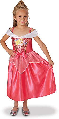 Princesas Disney - Disfraz de Bella Durmiente con lentejuelas para niña, infantil 5-6 años (Rubie's 641022-M)