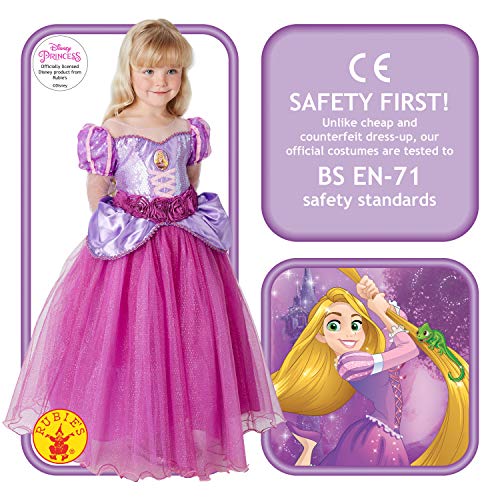 Princesas Disney - Disfraz de Rapunzel Premium para niña, infantil 7-8 años (Rubie's 620484-L)