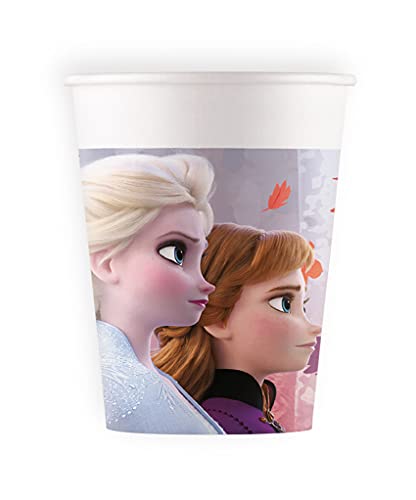 Procos 10210594 – Juego S Disney Frozen 2, 52 Piezas, Platos, 16 Vasos, 20 servilletas, desechable, vajilla para Fiesta, decoración de Mesa, Multicolor