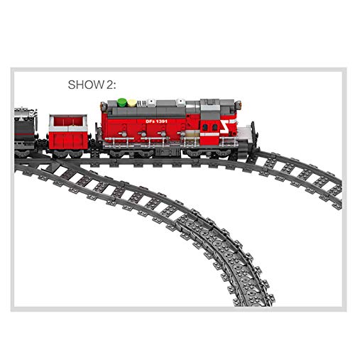 PROTOY Tren de ingeniería con rieles, 1002 piezas de construcción City tren con motor y kit de iluminación, compatible con Lego