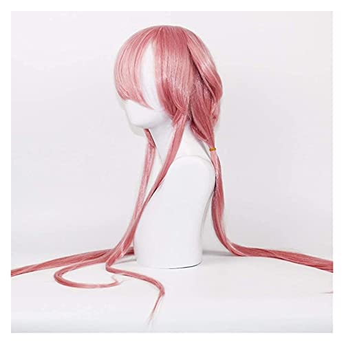 PRTOYO VEVEFHUANG EL Futuro Diario Yuno Gasai 80CM Long Pink Rosa Recto Anime Cosplay Wig Mirai Nikki Pelucas de Pelo sintético Barato