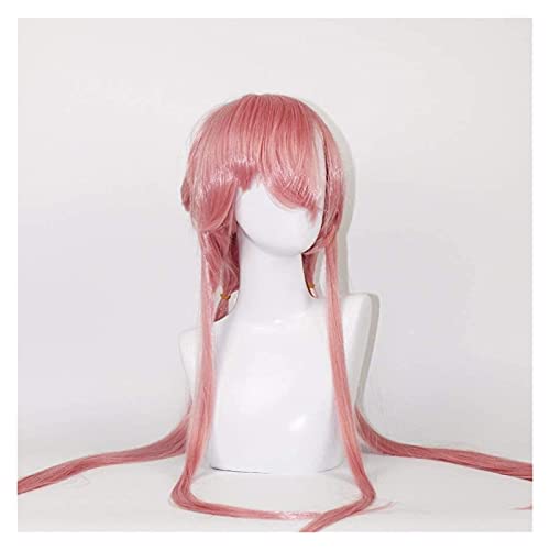 PRTOYO VEVEFHUANG EL Futuro Diario Yuno Gasai 80CM Long Pink Rosa Recto Anime Cosplay Wig Mirai Nikki Pelucas de Pelo sintético Barato