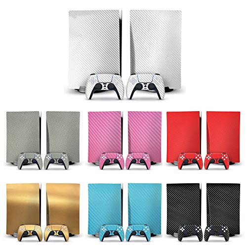 PS5 Skins for Console and Controllers, Protective Wrap Cover Vinyl Sticker Decals for Sony Playstation 5 Carbon Fiber Skin Decal for PS5 Console