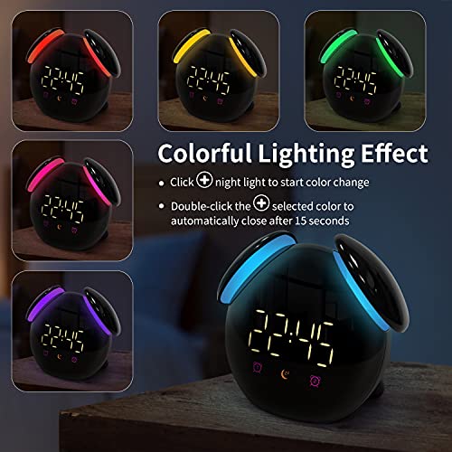 PTN Wake Up Light LED Despertador, Despertador Infantil Digital con Luz, Despertador Digital con 2 Alarmas, Luz de Ambiente de 7 Colores, Función Snooze, Despertador con Luz Nocturna LED